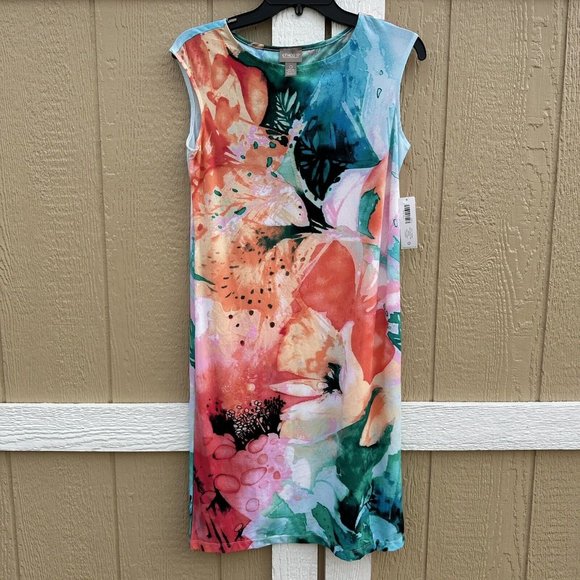 Chico's Dresses & Skirts - New Chico’s Lively Blooms Iona Sublimation Dress Floral Size 0 Small/4 Cap Sleev